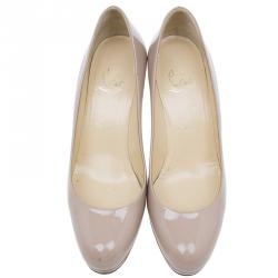 Pre Owned Christian Louboutin Nude Patent Prorata Pumps Size 39 