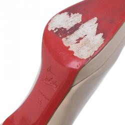 Pre Owned Christian Louboutin Nude Patent Prorata Pumps Size 39 