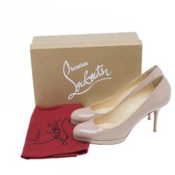 Pre Owned Christian Louboutin Nude Patent Prorata Pumps Size 39 