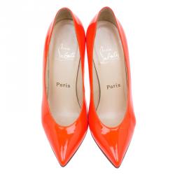 Pre Owned Christian Louboutin Orange Patent Lola Pumps Size 36.5
