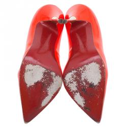 Pre Owned Christian Louboutin Orange Patent Lola Pumps Size 36.5