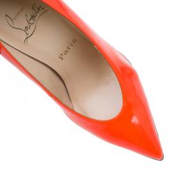 Pre Owned Christian Louboutin Orange Patent Lola Pumps Size 36.5