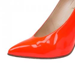 Pre Owned Christian Louboutin Orange Patent Lola Pumps Size 36.5