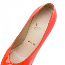 Pre Owned Christian Louboutin Orange Patent Lola Pumps Size 36.5