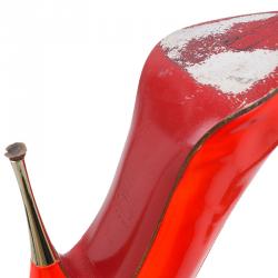 Pre Owned Christian Louboutin Orange Patent Lola Pumps Size 36.5
