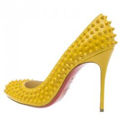 Christian Louboutin Yellow Patent Fifi Spike Pumps Size 40.5