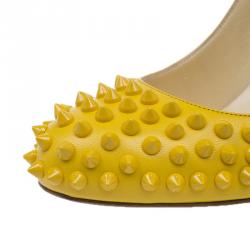 Christian Louboutin Yellow Patent Fifi Spike Pumps Size 40.5
