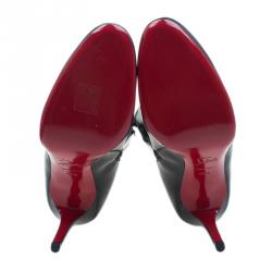 Pre Owned حذاء بوت كريستيان لوبوتان فيفي بوتا جلد أسود للركبة مقاس 40.5