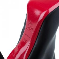 Pre Owned حذاء بوت كريستيان لوبوتان فيفي بوتا جلد أسود للركبة مقاس 40.5