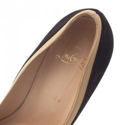 Pre Owned Christian Louboutin Two Tone Leather and Suede Mago Cap Toe Platform Pumps Size 38.5