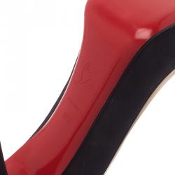 Pre Owned Christian Louboutin Two Tone Leather and Suede Mago Cap Toe Platform Pumps Size 38.5