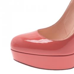 Pre Owned Christian Louboutin Pink Patent Bianca Platform Pumps Size 41
