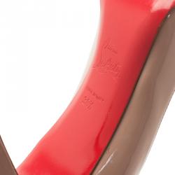 Pre Owned Christian Louboutin Beige Patent Very Prive Pumps Size 38.5