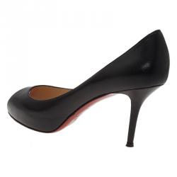 Pre Owned Christian Louboutin Black Leather Very Prive Peep Toe Pumps Size 38.5 