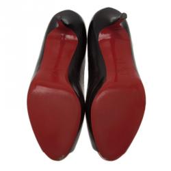 Pre Owned Christian Louboutin Black Leather Very Prive Peep Toe Pumps Size 38.5 