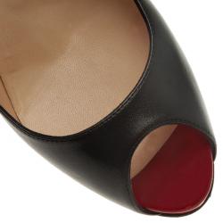 Pre Owned Christian Louboutin Black Leather Very Prive Peep Toe Pumps Size 38.5 
