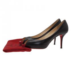 Pre Owned Christian Louboutin Black Leather Very Prive Peep Toe Pumps Size 38.5 