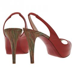 Pre Owned Christian Louboutin Red Patent So Private Peep Toe Slingback Sandals Size 38.5