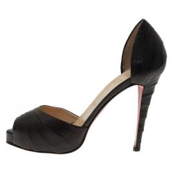 Pre Owned Christian Louboutin Black Leather Armadillo D'orsay Pumps Size 39