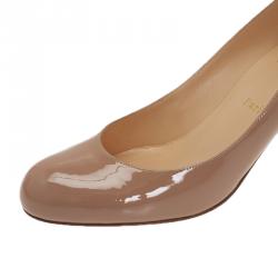 Pre Owned حذاء كريستيان لوبوتان سيمبل جلد بيج لامع مقاس 41