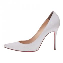 مملوكة مسبقًا حذاء كعب عالي كريستيان لوبوتان ديكوليه جلتر أبيض مقاس 39