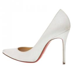 مملوكة مسبقًا حذاء كعب عالي كريستيان لوبوتان ديكوليه جلتر أبيض مقاس 39