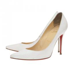 مملوكة مسبقًا حذاء كعب عالي كريستيان لوبوتان ديكوليه جلتر أبيض مقاس 39