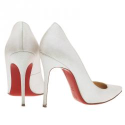 مملوكة مسبقًا حذاء كعب عالي كريستيان لوبوتان ديكوليه جلتر أبيض مقاس 39