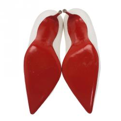 مملوكة مسبقًا حذاء كعب عالي كريستيان لوبوتان ديكوليه جلتر أبيض مقاس 39