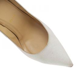 مملوكة مسبقًا حذاء كعب عالي كريستيان لوبوتان ديكوليه جلتر أبيض مقاس 39