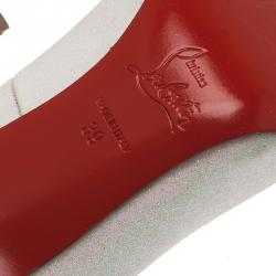 مملوكة مسبقًا حذاء كعب عالي كريستيان لوبوتان ديكوليه جلتر أبيض مقاس 39