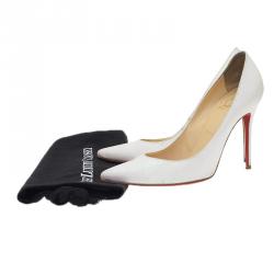 مملوكة مسبقًا حذاء كعب عالي كريستيان لوبوتان ديكوليه جلتر أبيض مقاس 39