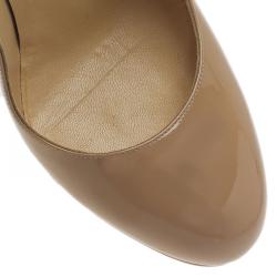 Pre Owned Christian Louboutin Nude Patent Bianca Platform Pumps Size 39.5