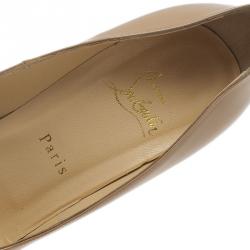 Pre Owned Christian Louboutin Nude Patent Bianca Platform Pumps Size 39.5