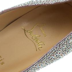 مملوكة مسبقًا حذاء كعب عالي كريستيان لوبوتان دافوديل مرصع كريستال جلد مدبوغ فضي مقاس 39