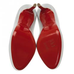 مملوكة مسبقًا Christian Louboutin Mettalic Silver Leather Neofilo Pumps Size 38.5