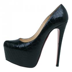 Christian Louboutin Black Crocodile Daffodile Pumps Size 40