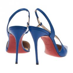 مملوكة مسبقًا Christian Louboutin Blue Leather June Slingback Sandals Size 40