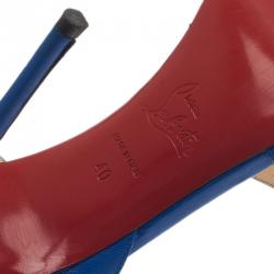 مملوكة مسبقًا Christian Louboutin Blue Leather June Slingback Sandals Size 40