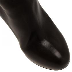 Pre Owned Christian Louboutin Black Leather Zepita Tall Wedges Boots Size 38.5
