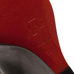 Pre Owned Christian Louboutin Black Leather Zepita Tall Wedges Boots Size 38.5