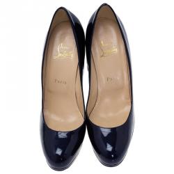 Pre Owned Christian Louboutin Blue Patent New Simple Pumps Size 39
