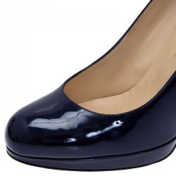 Pre Owned Christian Louboutin Blue Patent New Simple Pumps Size 39