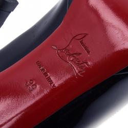 Pre Owned Christian Louboutin Blue Patent New Simple Pumps Size 39