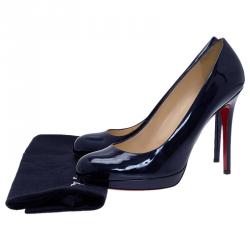 Pre Owned Christian Louboutin Blue Patent New Simple Pumps Size 39