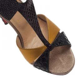 Pre Owned Christian Louboutin Python and Stingray Aztec Sandals Size 39