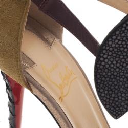 Pre Owned Christian Louboutin Python and Stingray Aztec Sandals Size 39