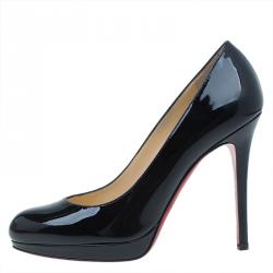 Pre Owned Christian Louboutin Black Patent New Simple Pumps Size 35 