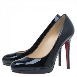 Pre Owned Christian Louboutin Black Patent New Simple Pumps Size 35 