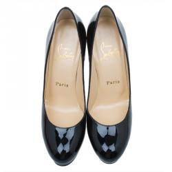 Pre Owned Christian Louboutin Black Patent New Simple Pumps Size 35 